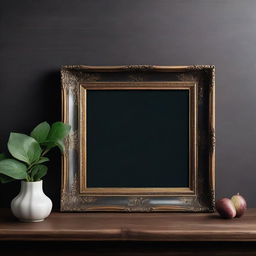 A vintage art frame mockup with dimensions of either 7x5, 8x6, or 17x11 inches, displayed horizontally on a small desk