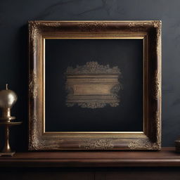 A vintage art frame mockup with dimensions 17x11 inches, displayed horizontally on a small desk