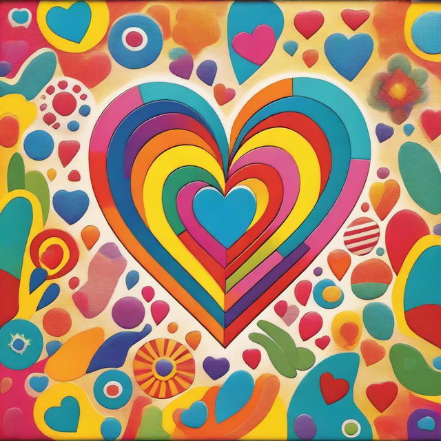 A vibrant and joyful scene featuring a heart radiating happiness