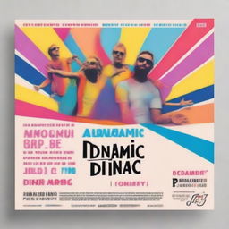 A vibrant poster for the cover band 'DinaMic' performing on July 20th at 12:00 PM at the DKTCPZ square