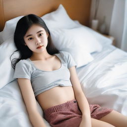 An 18-year-old girl lying on a bed