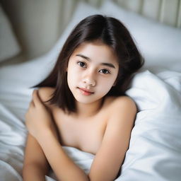 A 16-year-old girl lying on a bed