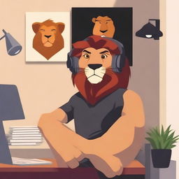 An adult lion resembling Simba from The Lion King wearing a black t-shirt