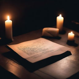 A dark and eerie scene featuring a handwritten letter addressed to a killer