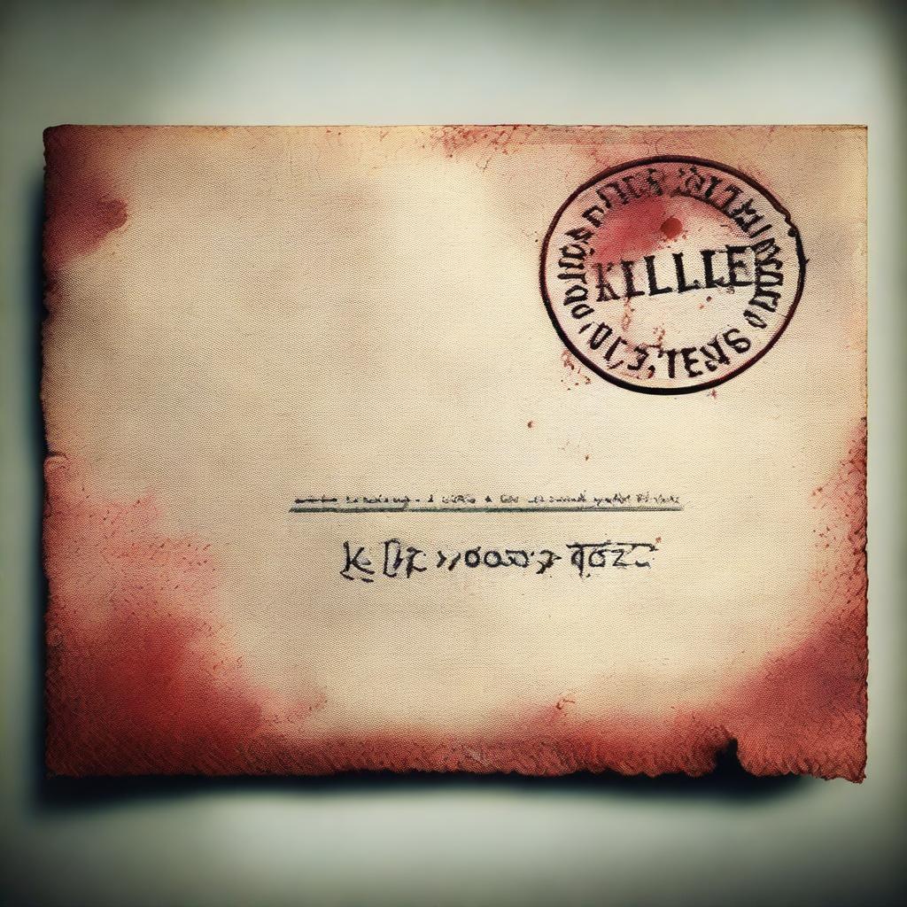 An envelope with a stamp, featuring the message 'Dear Killer' written in blood