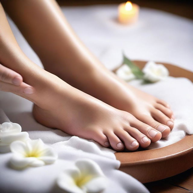 A close-up image of a girl's feet with white cream applied on them