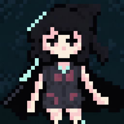 Create a detailed 32x32 pixel art image of a pretty anime girl with shadows and lights