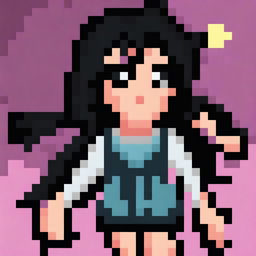 Create a detailed 32x32 pixel art image of a pretty anime girl with shadows and lights