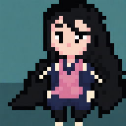 Create a detailed 32x32 pixel art image of a pretty anime girl with shadows and lights