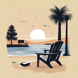 Create a shirt design that features the phrase 'Away at the Bay' with a scenic background