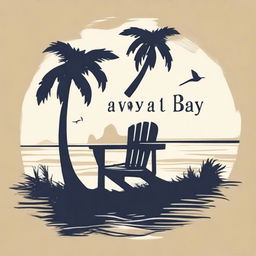 A shirt design featuring an Adirondack chair with the text 'AWAY AT THE BAY'