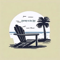 A shirt design featuring an Adirondack chair with the text 'AWAY AT THE BAY'