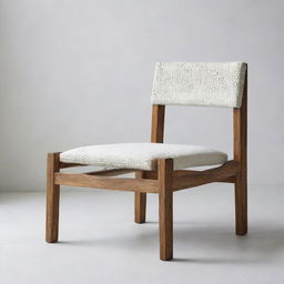 Minimalist modern chair made of chain wood with a white textured cushion