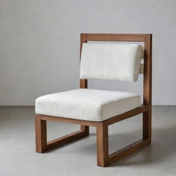 Minimalist modern chair made of chain wood with a white textured cushion