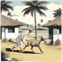 Two Acehnese men stealing a goat in a rural setting