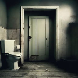 Create a haunting and eerie image titled 'THE FLUSH' with the tagline 'Some messes are better left unseen