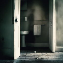 Create a haunting and eerie image titled 'THE FLUSH' with the tagline 'Some messes are better left unseen