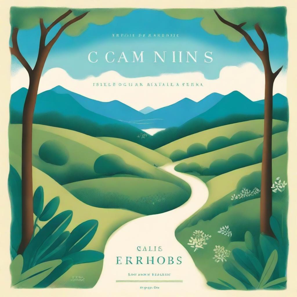 A captivating book cover illustration featuring multiple paths diverging in a scenic landscape