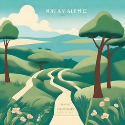 A captivating book cover illustration featuring multiple paths diverging in a scenic landscape