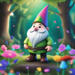 A whimsical gnome with spiky green hair, no beard, and a very large nose