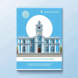 Creative cover design for the Pedagogical University of the Ministry of Education of Bolivia, featuring sky blue and white colors
