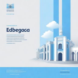 A creative cover page for the Universidad Pedagógica del Ministerio de Educación de Bolivia, featuring a color scheme of sky blue and white