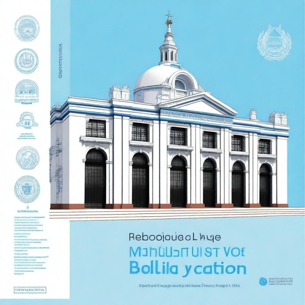 A cover page for the Pedagogical University of the Ministry of Education of Bolivia, featuring sky blue and white colors