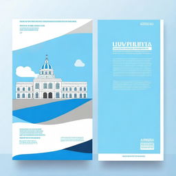 A vectorized cover design for the Pedagogical University of the Ministry of Education of Bolivia, featuring sky blue and white colors