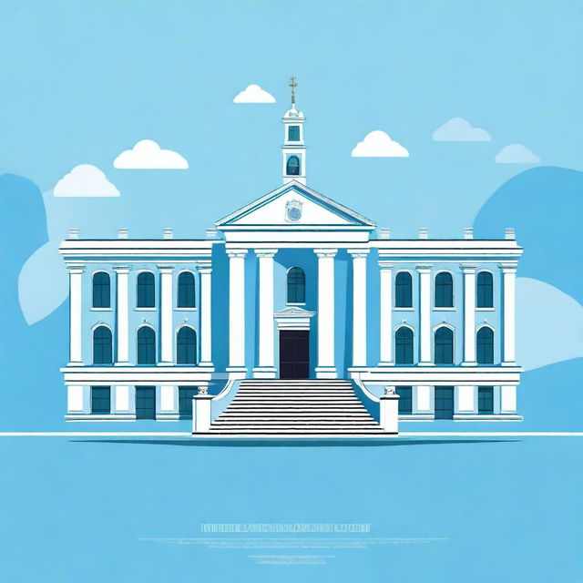 A vectorized cover design for the Pedagogical University of the Ministry of Education of Bolivia, featuring sky blue and white colors