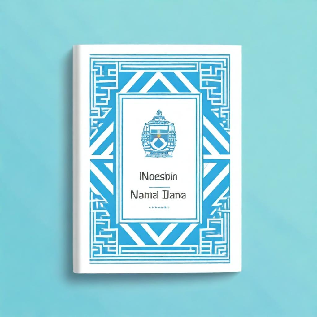 A cover design with geometric borders for the Pedagogical University of the Ministry of Education of Bolivia in light blue and white colors