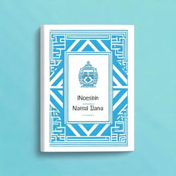 A cover design with geometric borders for the Pedagogical University of the Ministry of Education of Bolivia in light blue and white colors