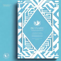 A cover design with geometric borders for the Pedagogical University of the Ministry of Education of Bolivia in light blue and white colors