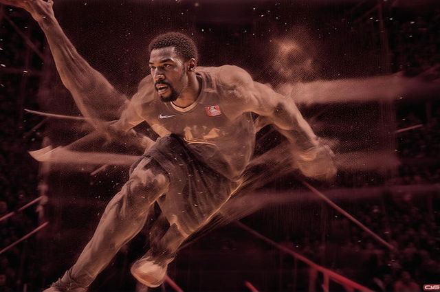 An HD graphic for an 'NBA trivia quiz' YouTube thumbnail background, featuring an action shot of an NBA player in motion on a vibrant basketball court, with no text