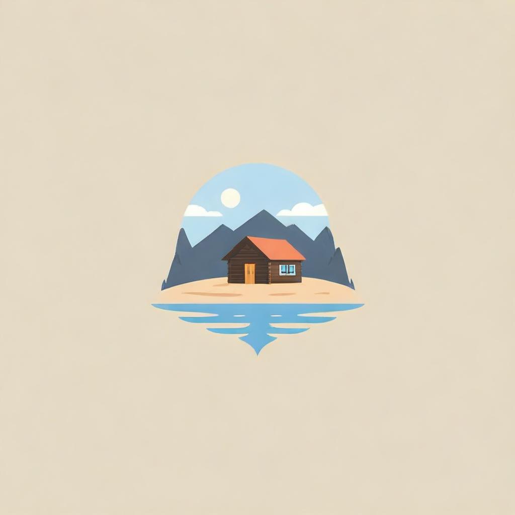 Logo design incorporating elements of a country cabin, a swimming pool, and a desert