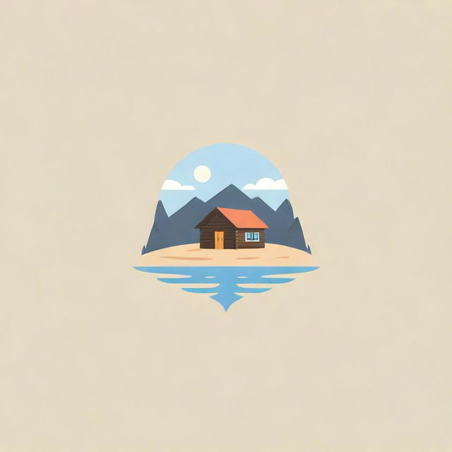 Logo design incorporating elements of a country cabin, a swimming pool, and a desert