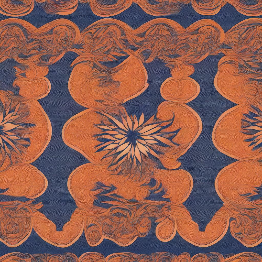 Create an image titled 'Fantasy Night' featuring interlaced patterns of orange and blue