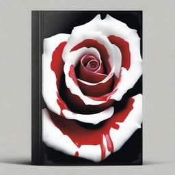 Create a book cover with dimensions 9 inches down and 6 inches across, featuring a white rose dipped in blood