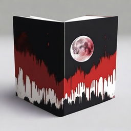 Create a book cover with dimensions 9 inches down and 6 inches across, featuring a moon dripping blood