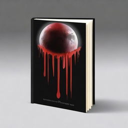 Create a book cover with dimensions 9 inches down and 6 inches across, featuring a moon dripping blood