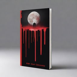 Create a book cover with dimensions 9 inches down and 6 inches across, featuring a moon dripping blood