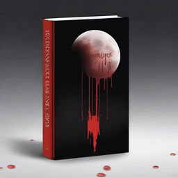 Create a book cover with dimensions 9 inches down and 6 inches across, featuring a moon dripping blood