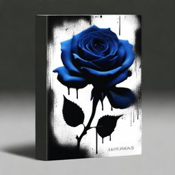 Create a book cover with dimensions 9 inches down and 6 inches across, featuring a dark blue rose dripping blood against a black background