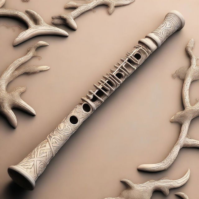 Create an image of a flute made entirely out of a giant bone