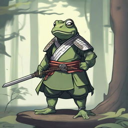 A detailed illustration of a frog samurai for a Dungeons & Dragons character sheet