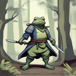 A detailed illustration of a frog samurai for a Dungeons & Dragons character sheet