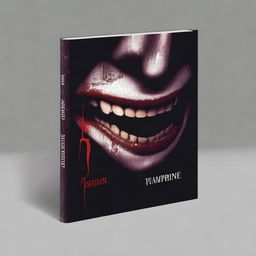 Create a book cover with dimensions 9 inches down and 6 inches across, featuring a close-up of vampire teeth