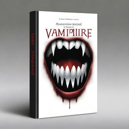 Create a book cover with dimensions 9 inches down and 6 inches across, featuring a close-up of vampire teeth