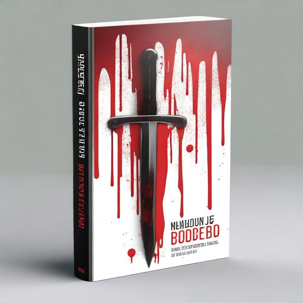 Create a book cover with dimensions 9 inches down and 6 inches across, featuring a dagger dripping blood