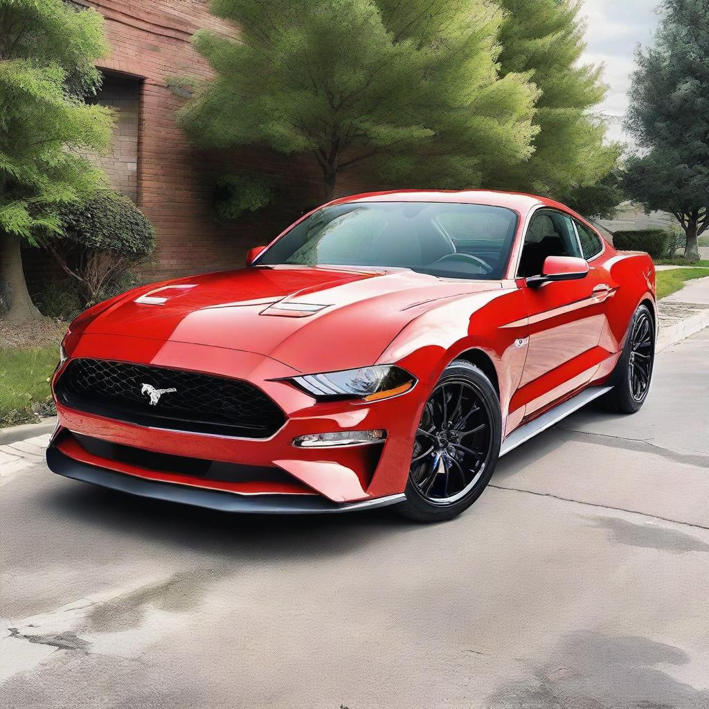 Generate an image of an old Ford Mustang, but reimagined as a modernized version