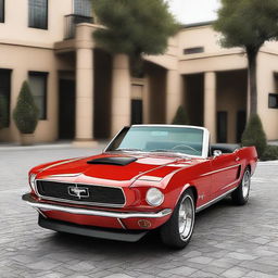 Generate an image of an old Ford Mustang, but reimagined as a modernized version